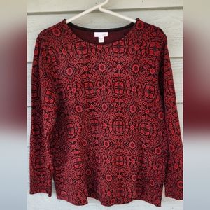 J. Jill Red & Black Sweater, Medium